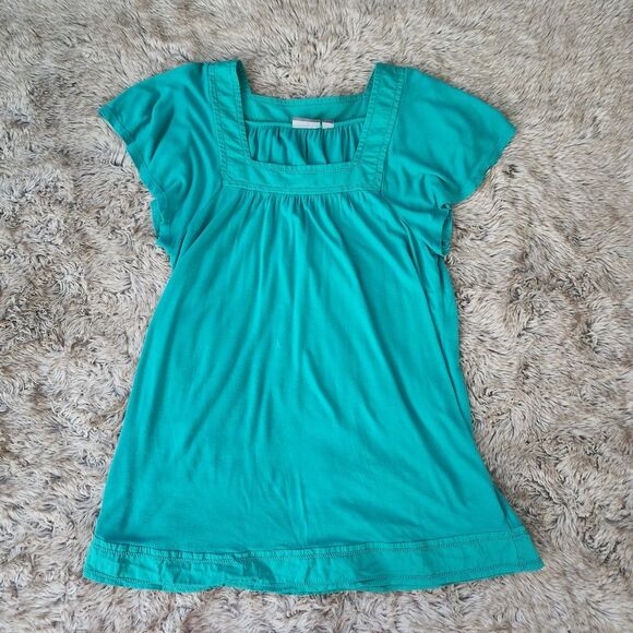 Apt. 9 Square Neck Glitter Sleeve Empire Waist Top Green Women's Size Medium - Picture 1 of 11